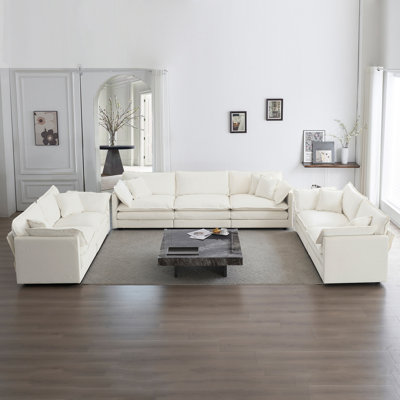 3 Piece Sofa Set Oversized Sofa Comfy Sofa Couch, 2 Pieces Of 2 Seater And 1 Piece Of 3 Seater Sofa For Living Room, Deep Seat Sofa