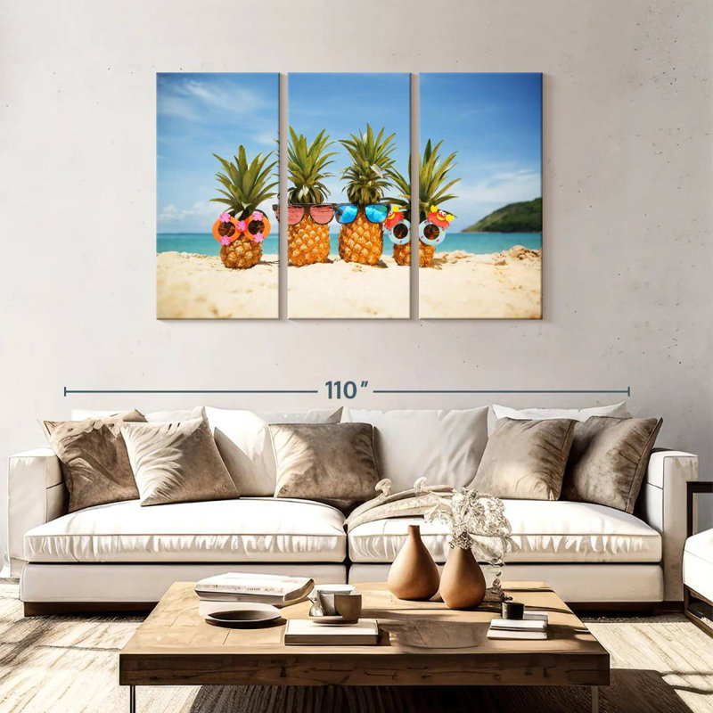 Yarlin Summer Beach Pineapples, 48" H x 74" W