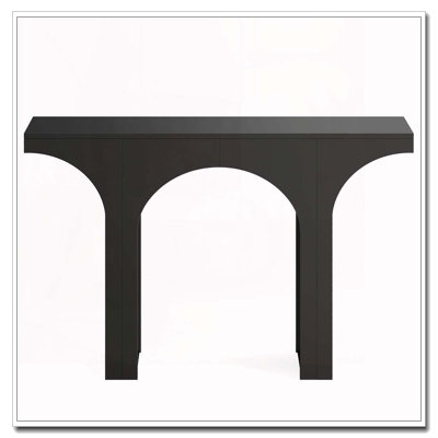 47” Modern Black Console Table For Entryway & Behind Sofa – Narrow Hallway Table With Arched Base
