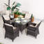 Ensemble repas pour 4 personnes en osier avec table carrée, coussins inclus