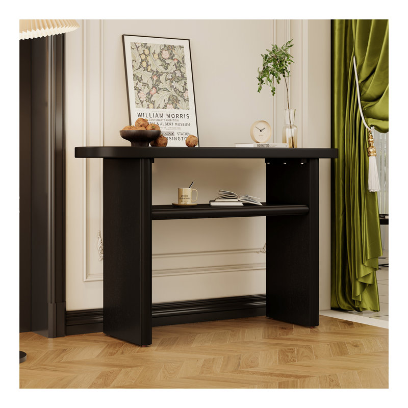 Console Elegant Minimalist avec bords arrondis et tablette robuste pour le vestibule et le salon (noir), Noir