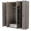 Commode grise, armoire avec tablettes