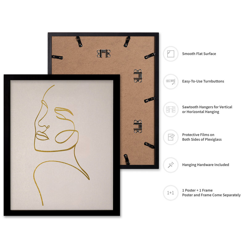 Contour doré no2, Black Framed, Poster, 08"H x 10"W