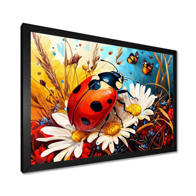 «Watercolor Ladybugs Dreamy Garden III», reproduction d'art murale coccinelle