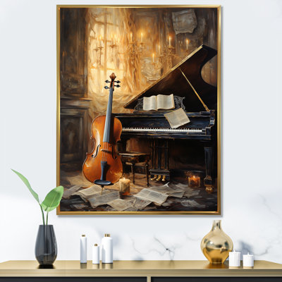 Vintage Violin And Piano Harmony I - Music Large Wall Art