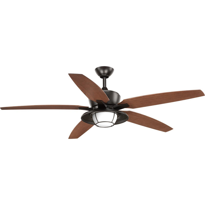 Montague 60'' Ceiling Fan with LED Lights, Black with Antique Bronze Blades