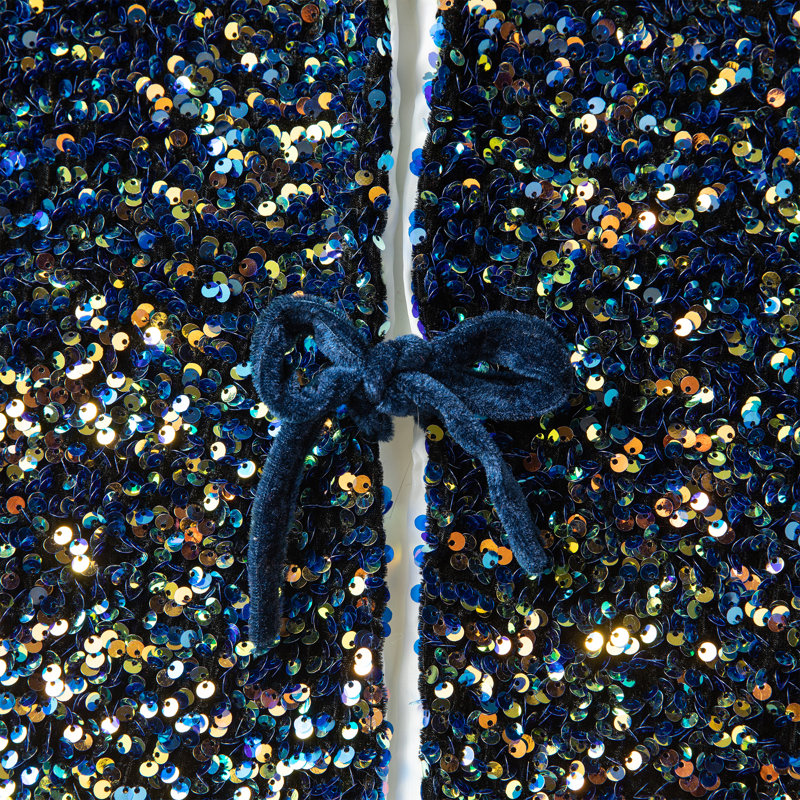 Jupe d'arbre de Noël à paillettes Priscila, Bleu marine / blanc