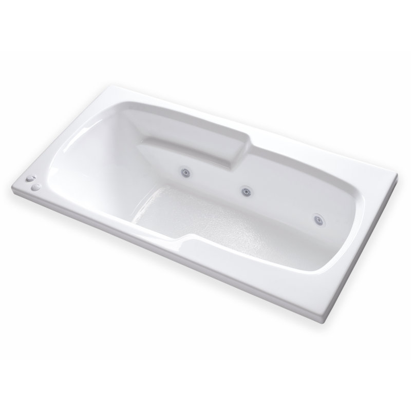 65'' x 32'' Drop-In Whirlpool Acrylic Bathtub, Right