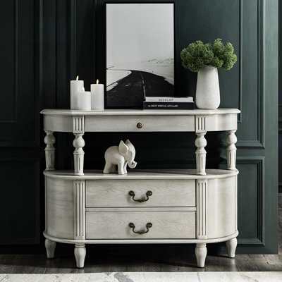 Highclass Grey Three-Drawer Solid Wood Sideboard