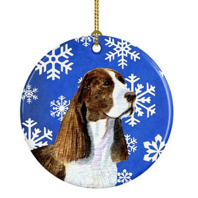 Ornement figurine suspendu en céramique de noël hiver springer épagneul