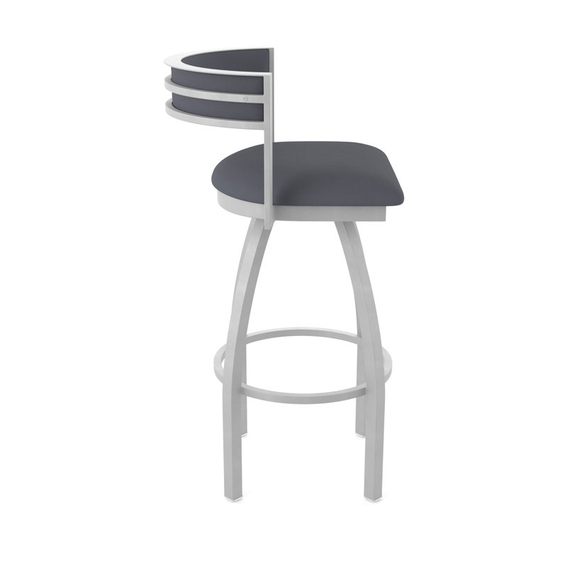 Tabouret Artémis, Vinyle - tempête Canter, Nickel anodisé, Tabouret de bar (siège d'une hauteur de 36 po)