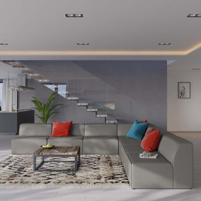 Canapé modulaire en cuir 7 pièces Mingle