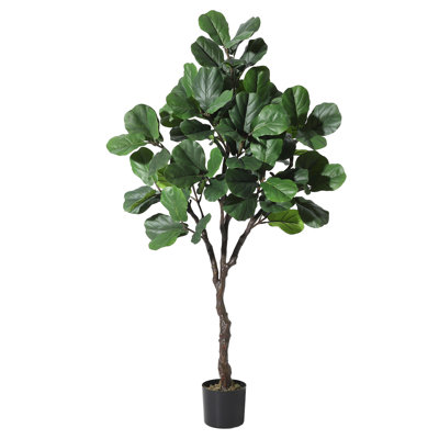 Artificial Fiddle Leaf Fig Tree 6FT Tall, Faux Ficus Lyrata Plant with Realistic Silk Leaves in Pot, Fake Floor Plant for Indoor Home Office Decor