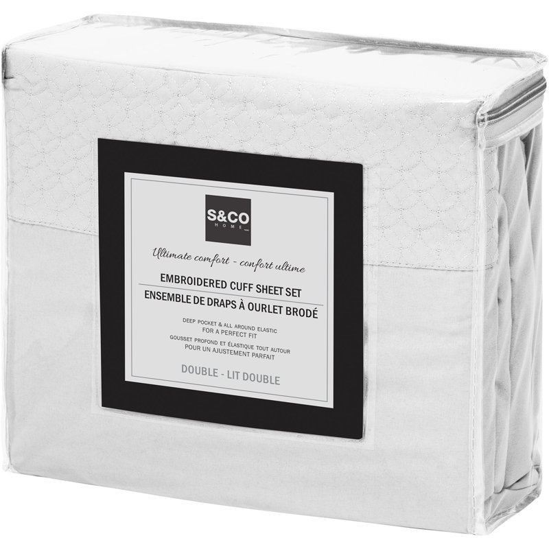 Ensemble de draps, Blanc, Ensemble de draps pour lit double + 1 drap-housse 