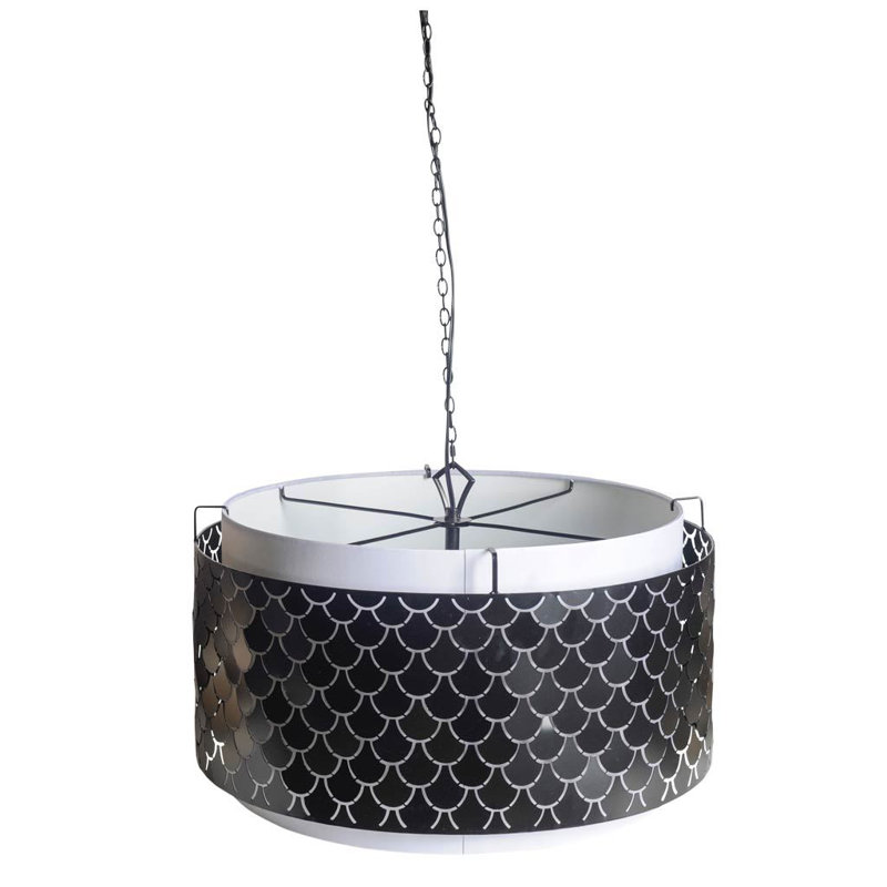 Luminaire suspendu tambour simple à 1 lumière Kulik, Noir