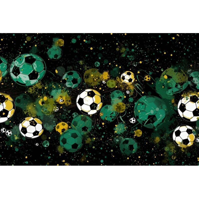 Soccer Ball Graffiti Abstract Wallpaper Mural, 105.96" L x 138" W
