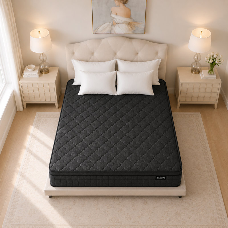 12" Medium Firm Hybrid Mattress, Memory Foam & Pocket Coils, CertiPUR-US, Queen, 12"