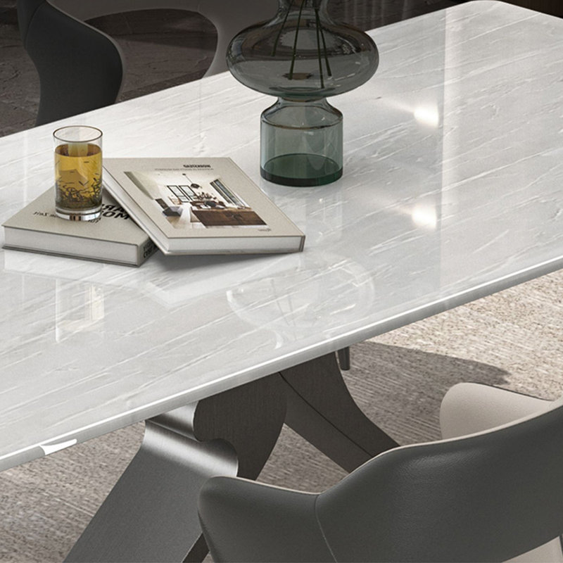 Thick Luxury Marble Rectangular Dining Table Sets, 29.5”H x 55”L x 31.5”W  