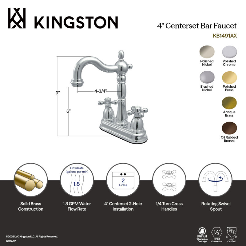Robinet de bar Kingston, Polished Chrome