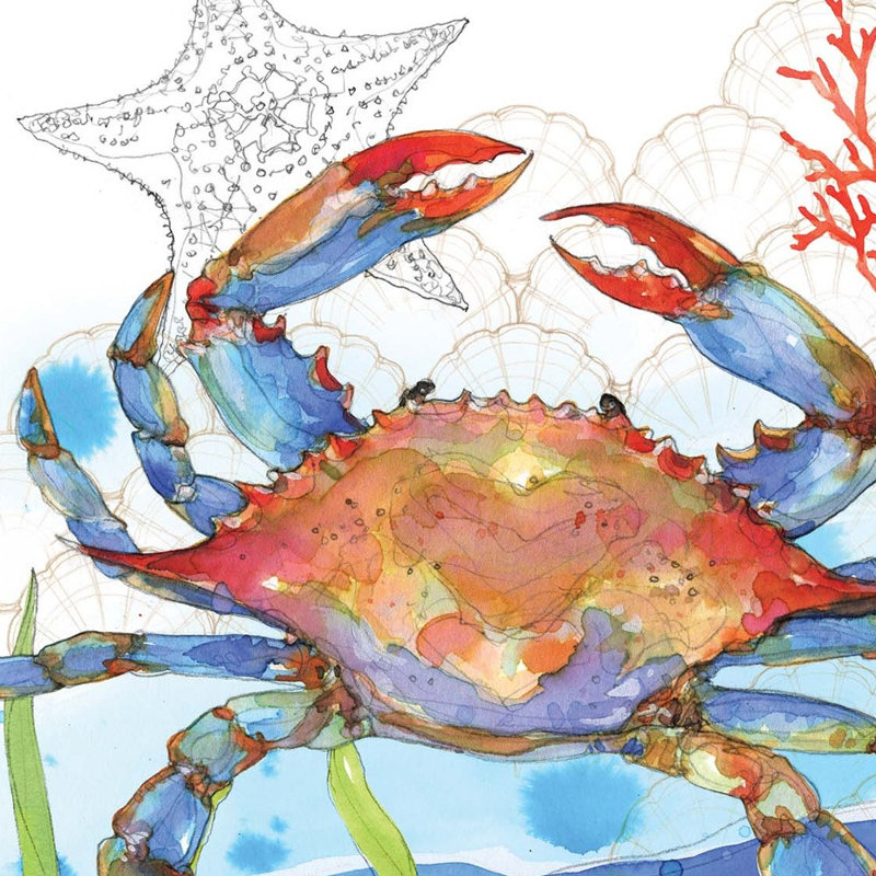 Oceana Crab White Framed Print Wall Art