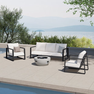 Leanna Outdoor Seating Group with Round Fire Pit Table