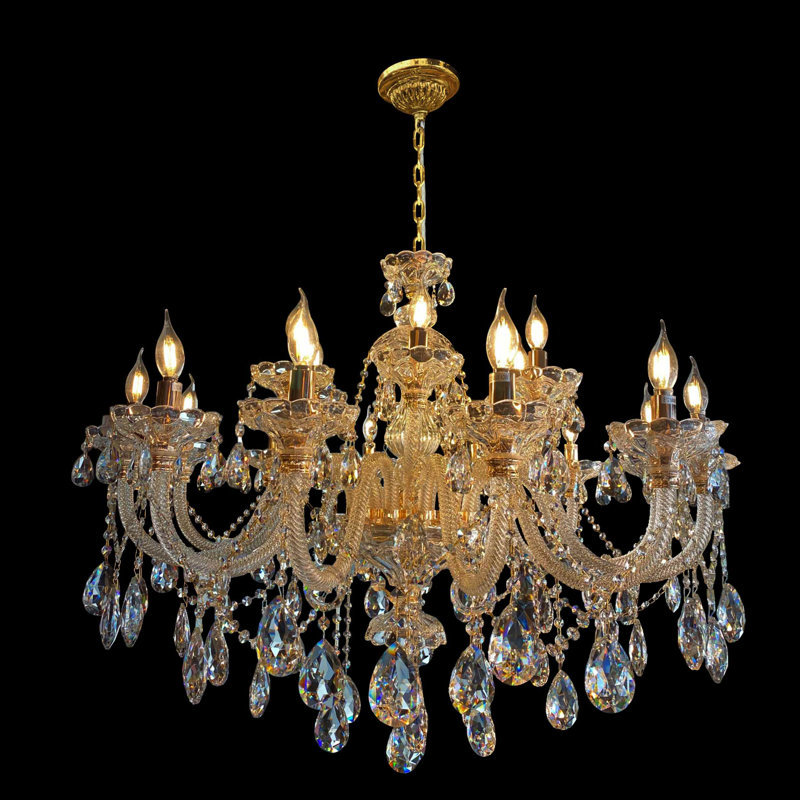 Oneonta 18 - Light Crystal Dimmable Tiered Chandelier, Gold