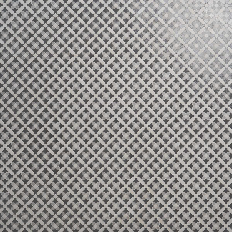 Cantico Safi Mixed Finish Lava Stone And Cement Mosaic Tile, Cloud Gray
