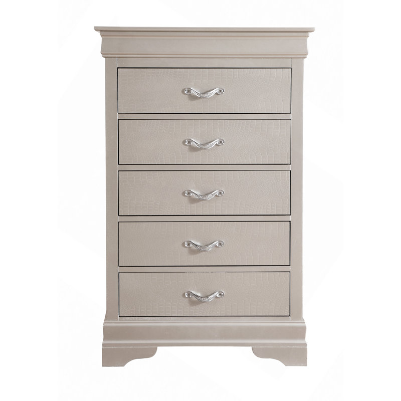 Commode à tiroirs, commode Lorana, Champagne