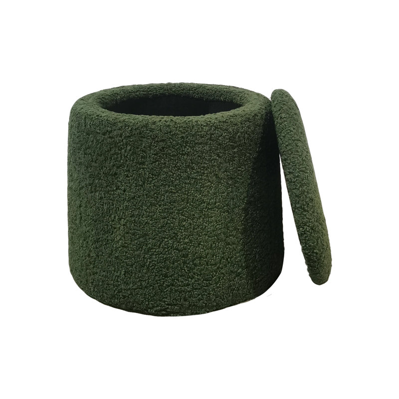 Repose-pieds rond avec rangement, tissu doux, Boucle verte