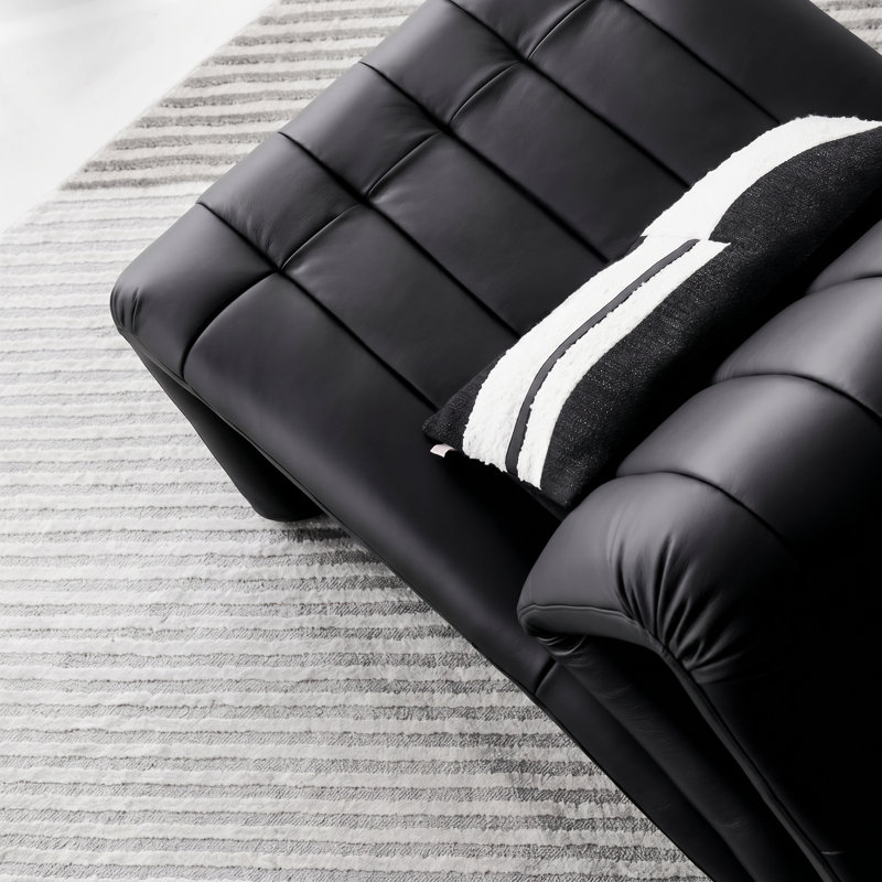 Méridienne moderne en cuir véritable à double usage, fauteuil d'appoint sans accoudoirs noir pour le salon et la chambre à coucher