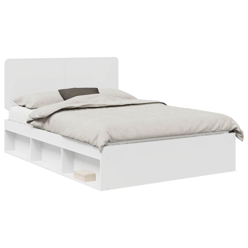 Solid Wood Bed, White, European Double (140 x 200 cm)