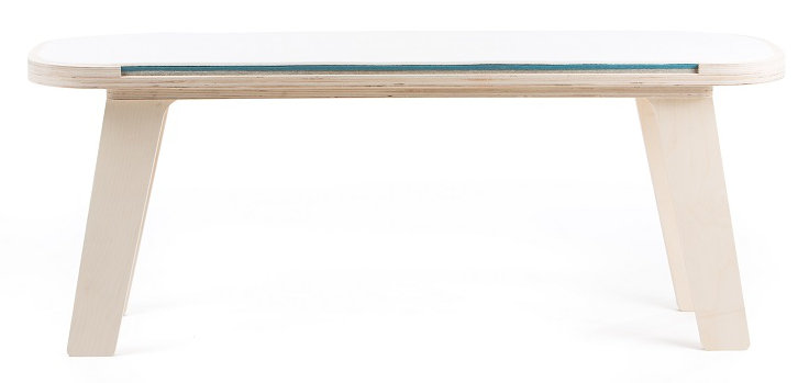 Maxman Upholstered Bench, White / Dark Blue / Grey