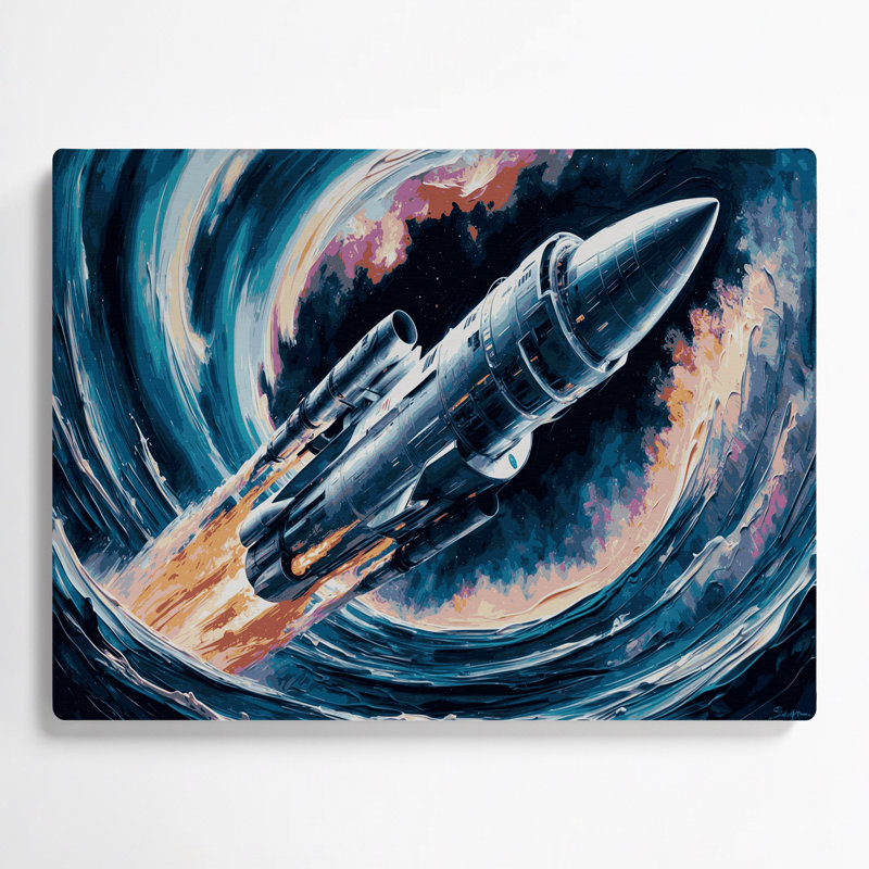 «Space SpaceX Starship concepts», art mural en métal bleu, H 11 po x l 14 po