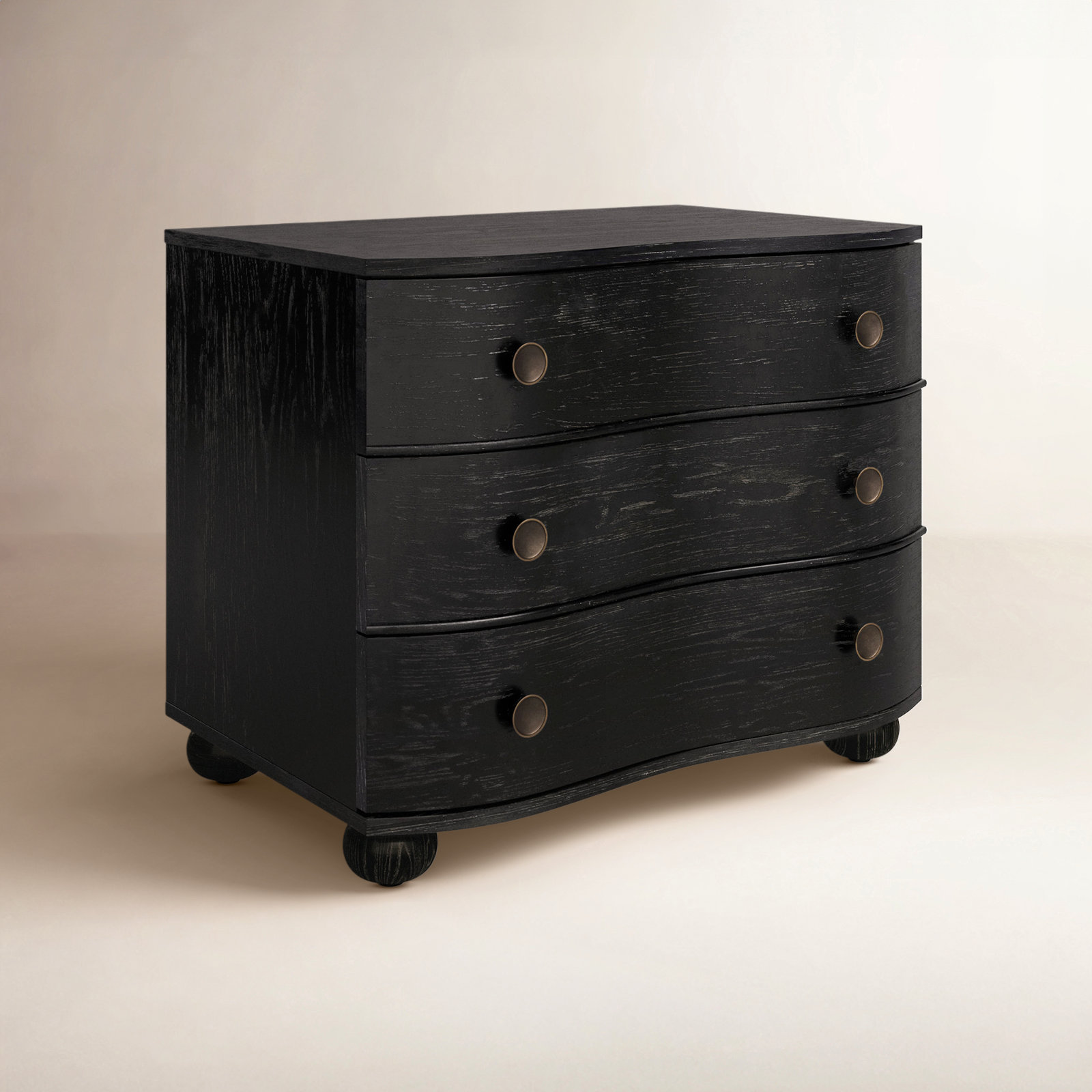 Tariel 3 - Drawer Nightstand, Distressed Black