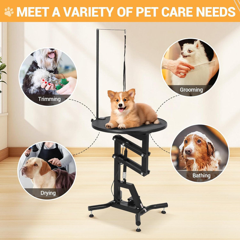 151.1cm H x 59.9cm W x 59.9cm D Hydraulic Grooming Table