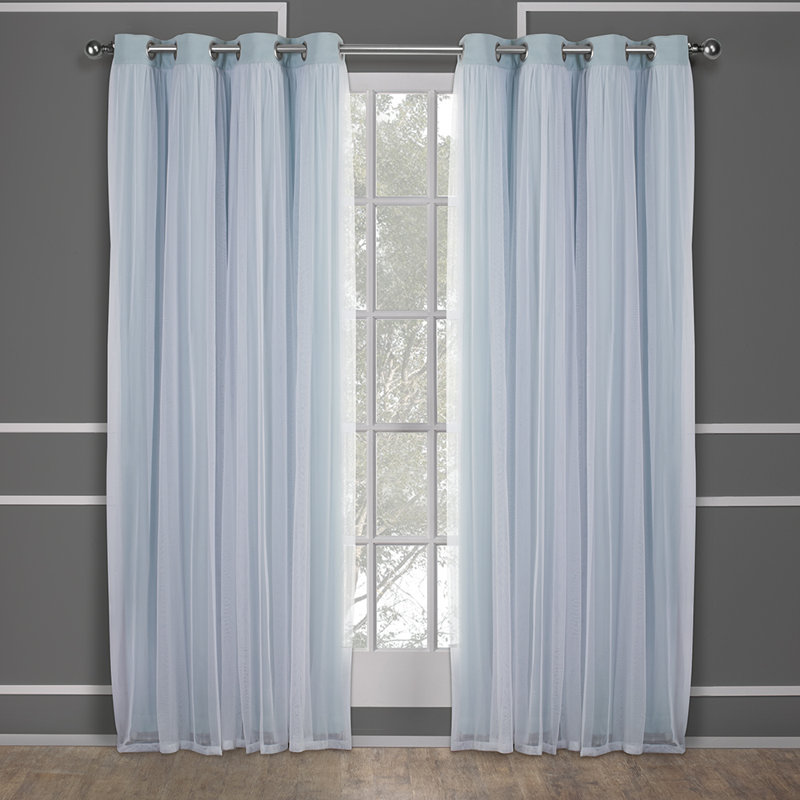 Nunley Room Darkening Curtain Pair, Aqua, 52" W x 120" L