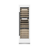 ZLINE Autograph 24 in. White Matte 100 Bottle Column Wine Cooler with Gold Accents