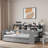 Multifunctional Wooden Daybed With Storage Shelves, Study Desk And Trundle-393345123-393345125