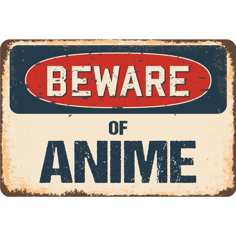Panneau d'écorce «Méfiez-vous de l'anime», H 7 po x l 10 po x P 0,1 po