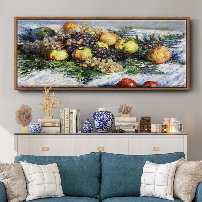 Nature morte aux poires et aux raisins, 1880 - toile encadrée, H 20 po x l 50 po