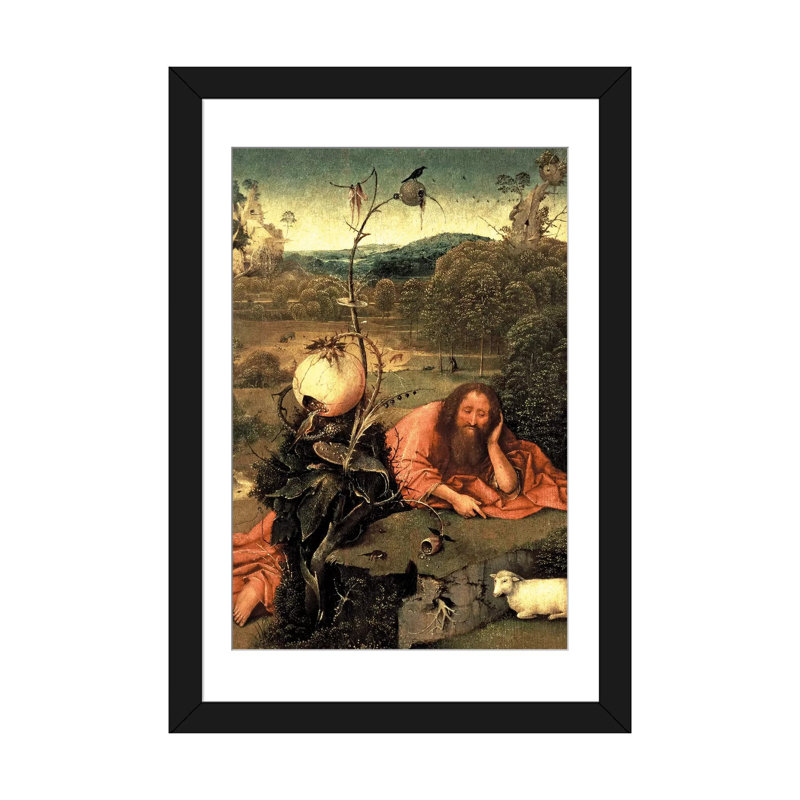 «St. «John the Baptist in Meditation», reproduction d'impression sur toile, H 24 po x l 16 po x P 1 po, Blanc