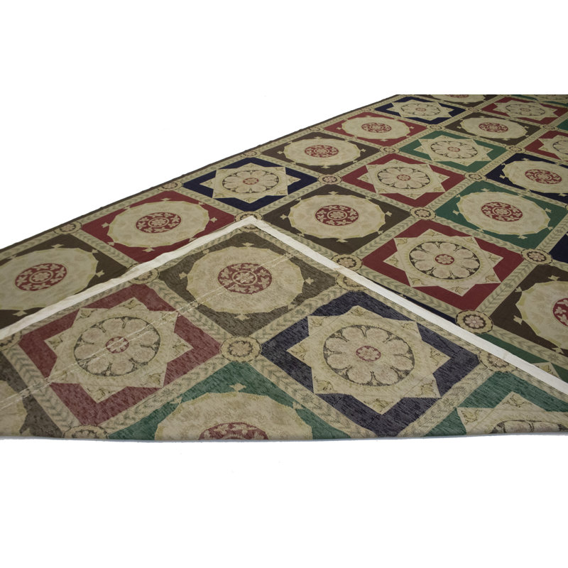 Tapis multicolore en laine noué à la main de conception unique 30 pi 9 po x 10 pi 10 po Jeron 2010S