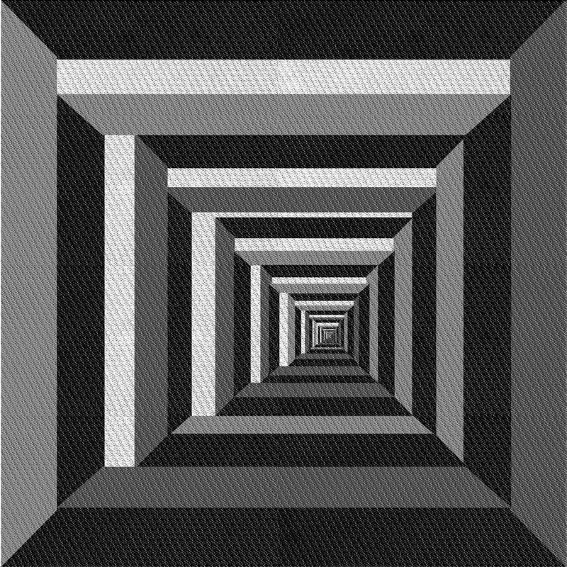 Tapis géométrique noir / gris, Carré 7 pi