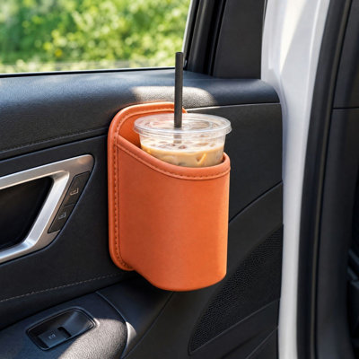 Pochette de rangement de voiture en polyuréthane synthétique à clipser, organisateur latéral de portière, sac de rangement intérieur multifonctionnel pour téléphone, clés et lunettes de soleil.