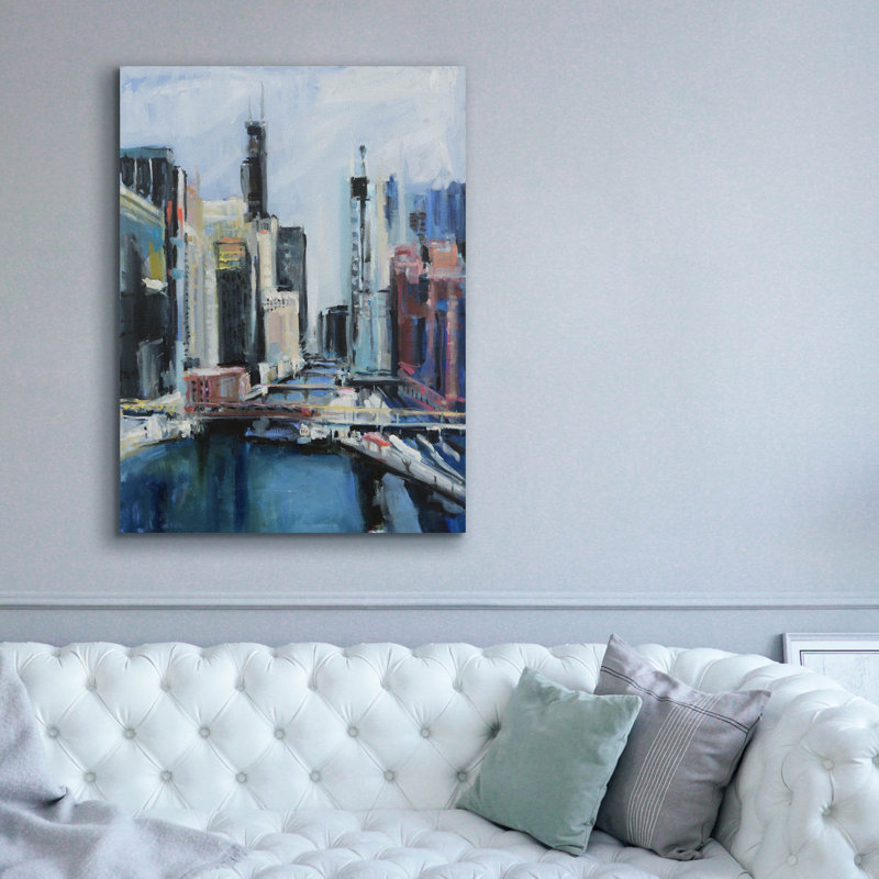  «River View» par Curt Crain, art mural sur toile, 40 po x 54 po