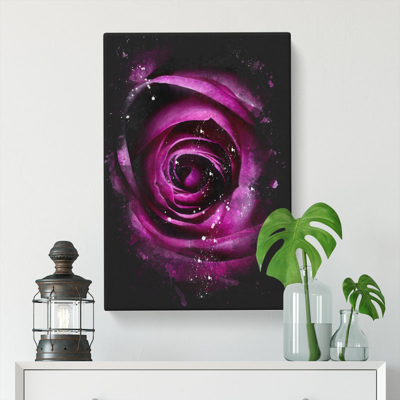 Striking Purple Rose - Wrapped Canvas, 50cm H x 35cm W x 3cm D