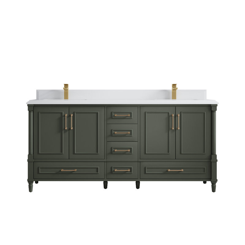 Flavell 72" Double Bathroom Vanity Set, White