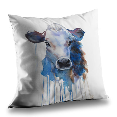 Watercolor Jersey Cow Poly Twill Throw | Farm Animal – Throw Pillow Cover Only, Double-Sided Print, Insert Not Included