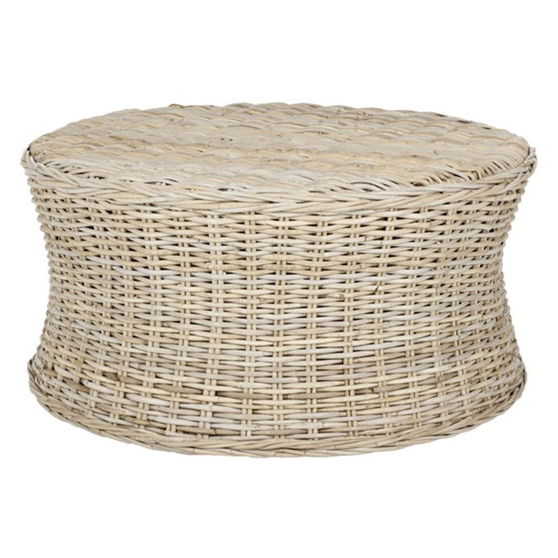 Tillerson Natural Rattan Coffee Table - Elegant Retro 32.5" Square Top for Living Room or Media Room, Natural