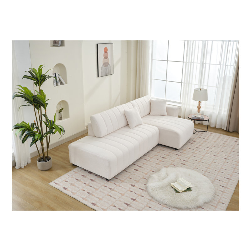 Canapé modulaire en laine d'agneau faisant face à la droite Jessica, Beige